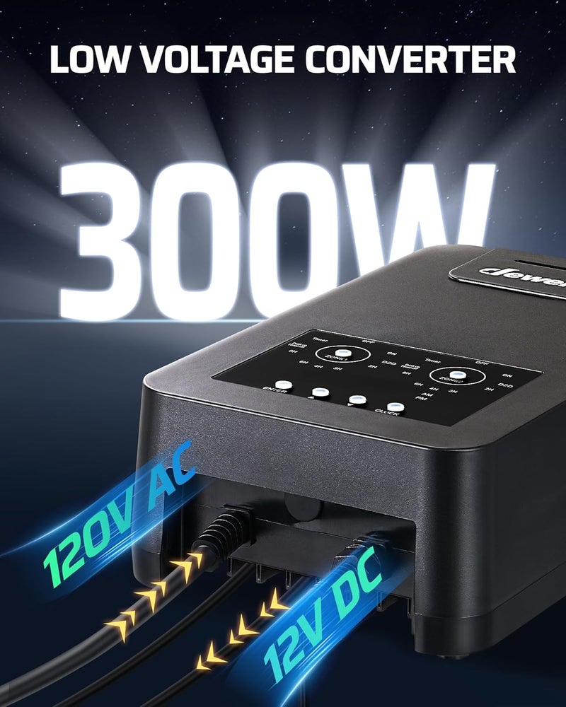 DEWENWILS 300W DC Low Voltage Landscape Transformer with 2 Zones, Photocell Sensor & Timer, Outdoor Low Voltage Transformer, Landscape Lighting Transformer for Spot Light Steplight - Image 5